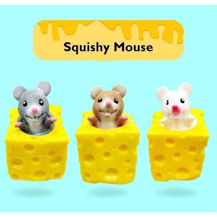 Promo Mainan Squishy Mouse Squisi Tikus Keju Karet Silikon Penghilang Stress Ukuran Besar