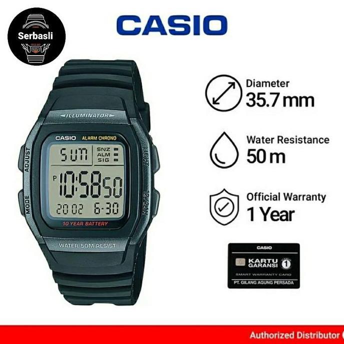 JAM CASIO DIGITAL W96H / W-96H-1B ORIGINAL BERGARANSI