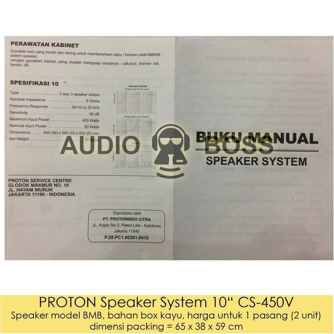 Promo 1 Proton Speaker Sistem Karaoke 10 10 Inch Proton Cs-450V Cs 450 V Cod