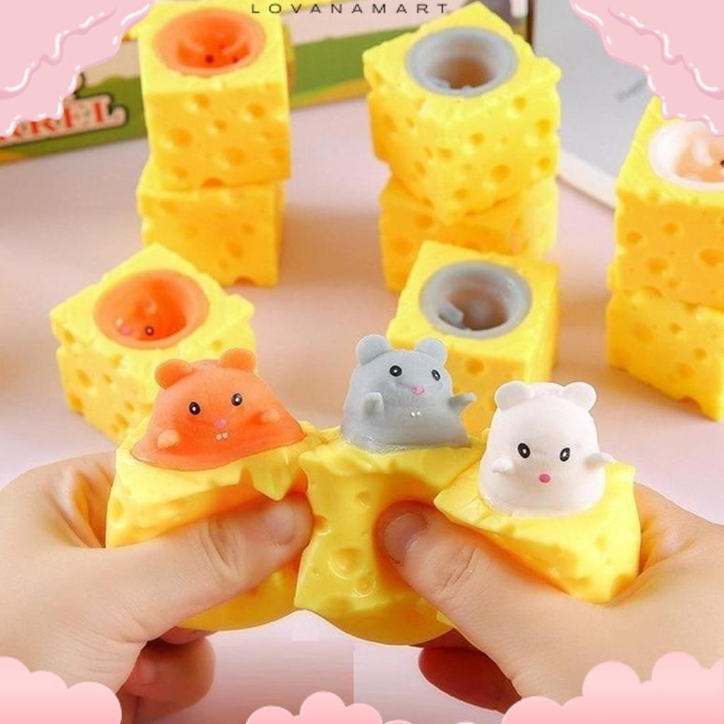 Terlaris Mainan Pop It Squishy Karet Silikon Keju Tikus / Mainan Squishy Tikus Keju Karet Silikon Po
