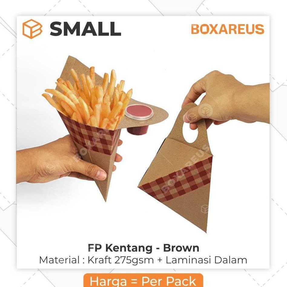 Snack Box Kentang Goreng Kemasan French Fries Dus Kraft | Fp Kentang Small Brown