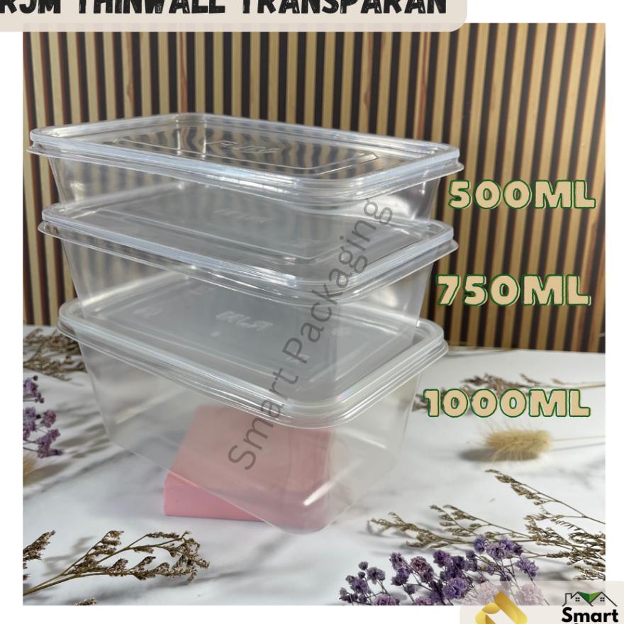 [Isi 25 Pcs] Rjm Thinwall Food Container Trans 500Ml 750Ml 1000Ml / Tempat Makan Plastik / Wadah Bek