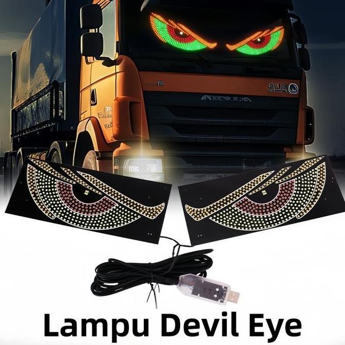 TACAAHA Lampu Devil Eye Multi Mode Layar Tampilan LED Truk Depan Belakang Kaca Depan Mobil/Stiker Mo