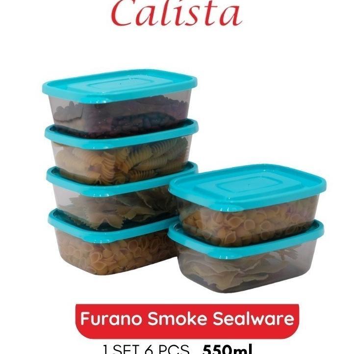 Calista Furano Smoke Sealware Isi 6Pcs Toples Kotak Plastik/ Wadah Kulkas Set/ Toples Jualan