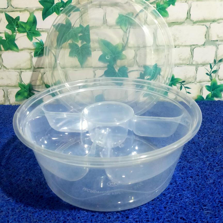 (Isi 12 Pcs) Seal Pack Bulat 2500 Ml Rc + Samir (23Cm)  Bening / Thinwall / Kotak Makanan / Kotak Pe