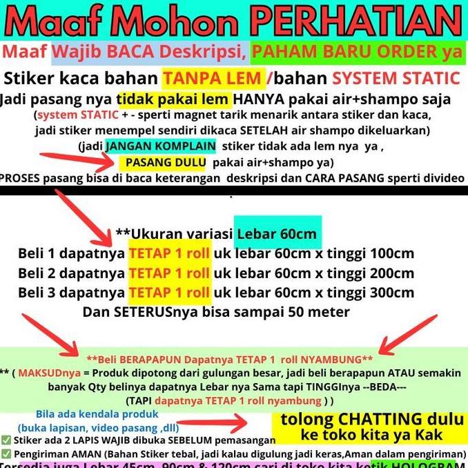 Chiuso- Sticker Stiker Kaca Hologram Sunblast Wallpaper Pintu Jendela Kaca Rumah Burem Buram Minimal