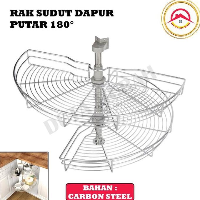 YUZABA Rak Sudut Putar 180 Rak Dapur Sudut Putar Serbaguna 180 Corner Swivel Basket Kit