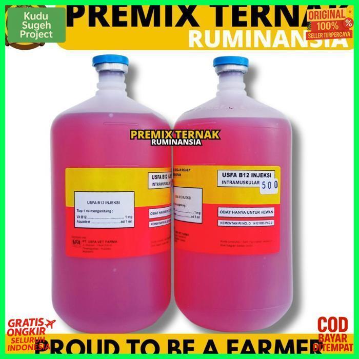 Quality Vitamin B12 500 Ml Usfa - Vitamin B12 Injeksi Untuk Hewan Sapi Kambing Domba Babi Dll