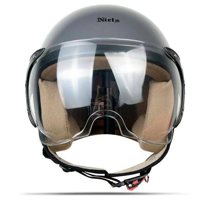 Helm Bogo Hijab NIELS Cream Kaca Pilot Bening/helm Bogo Pilot Premium Untuk Wanita Hijab Dewasa