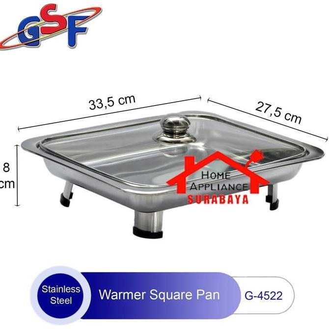 Panci Penghangat Prasmanan Wadah Saji - Tempat Makan Fast Food Dish - Warmer Square Pan Stainless St