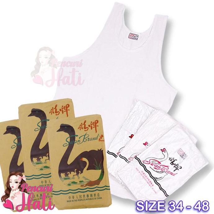 6 Pcs Singlet Swan Brand Kaos Dalam Pria Putih Polos Swan Brand