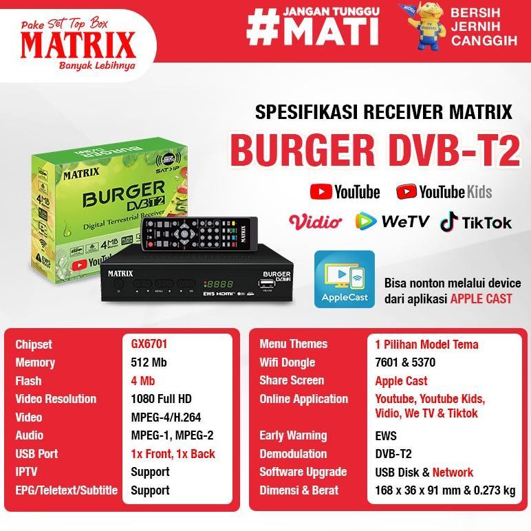 HANNABIMART [COD] SET TOP BOX TV DIGITAL MATRIX APPLE DVBT2 / STB MATRIX / STB MATRIX APPLE MERAH / 