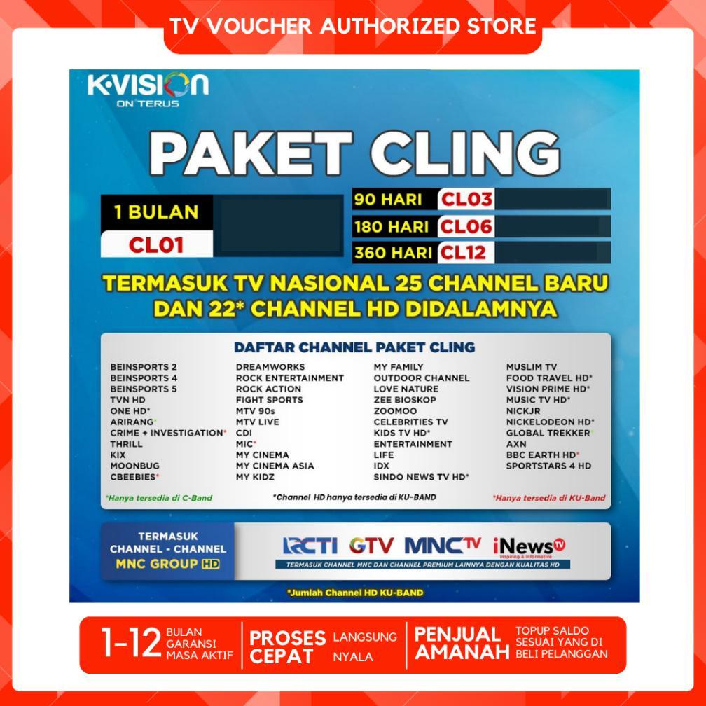 VELMORA VOUCHER PAKET CLING 30/180 HARI K VISION TV LOKAL MNC GROUP MURAH