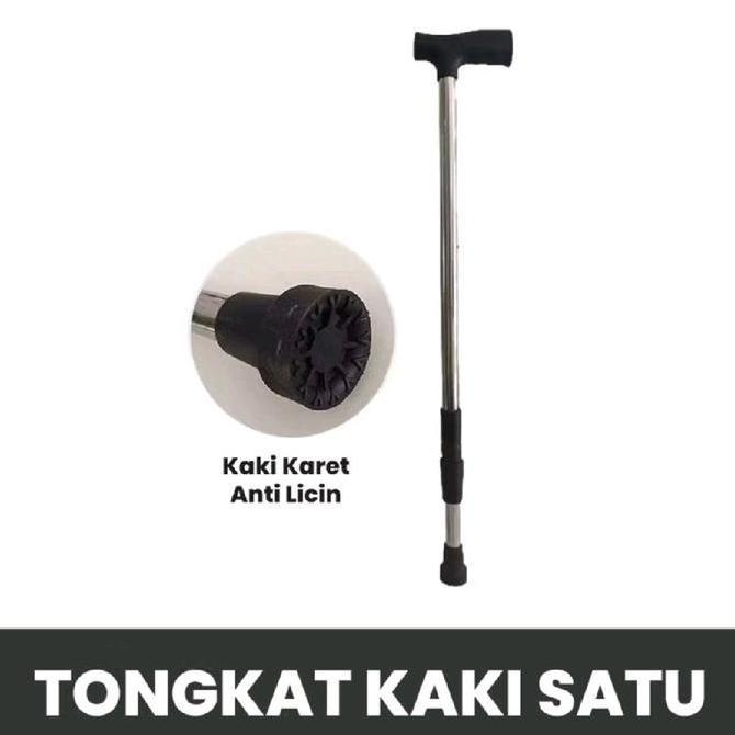 Tongkat 1 kaki Alat Bantu Jalan Kaki 1 Stainless Ketinggian Bisa Diatur