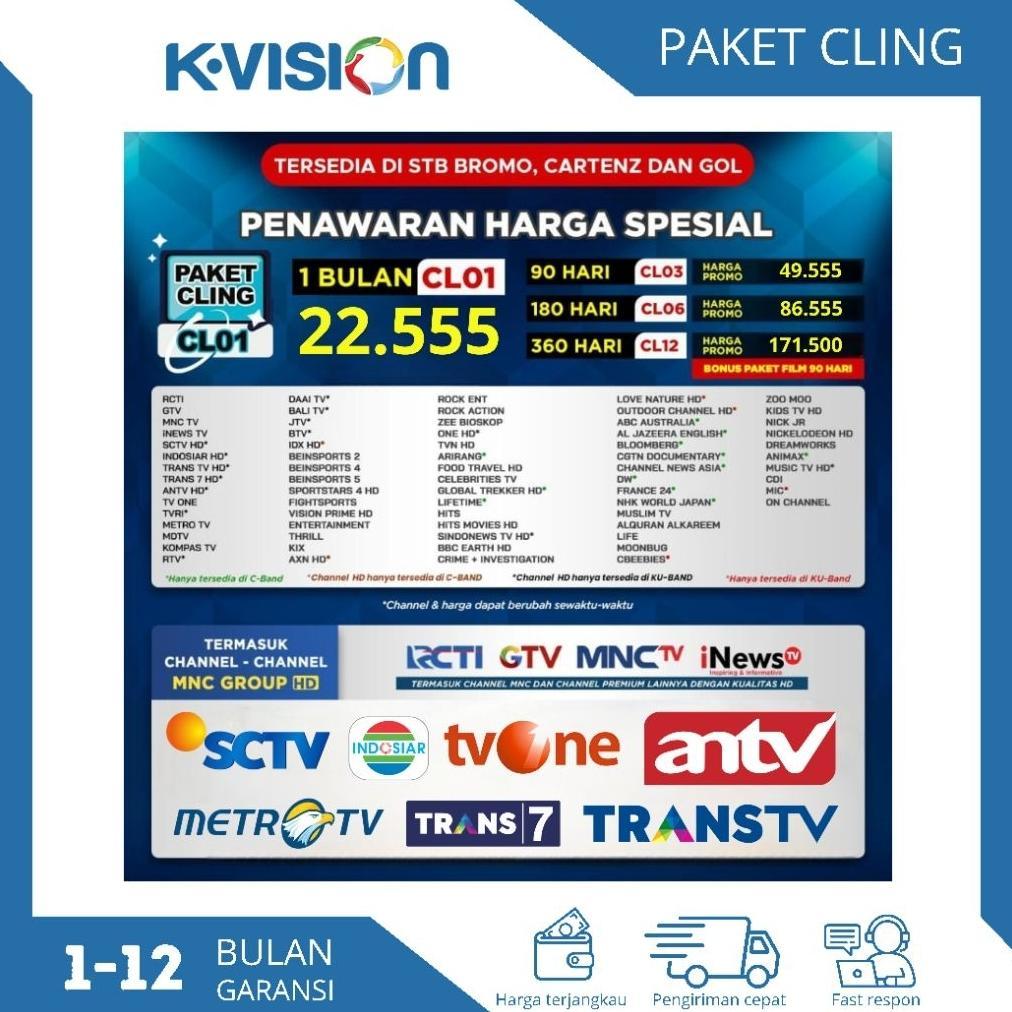 HANNABIMART PAKET CLING K-VISION (BROMO CARTENZ DAN GOL) GARDINER OPTUS LGSAT VIRAL