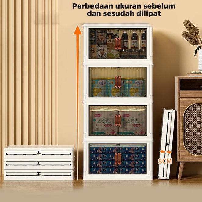 Inaso Container Box Lipat Lemari Susun Plastik Serbaguna Lemari Pakaian Lipat Box Baju Susun Storage