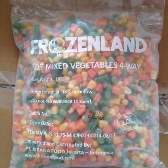 Verdura- Sayuran Beku Vegetable Mix 4 Way 1Kg