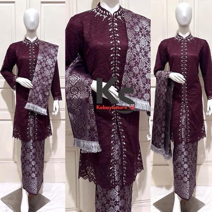 Setelan kebaya brokat Tunik busui payet mewah - Kebaya modern - Kebaya wisuda songket - Atasan kebay