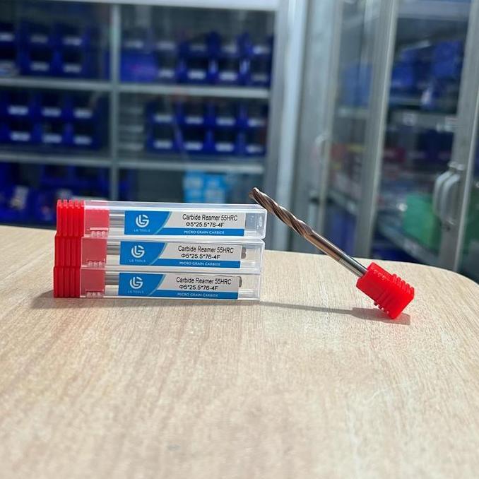 Grosir Reamer Mesin Carbide 5 Mm / Machine Reamer Spiral 5 Mm 5X25X5X76 - 4F 4 Flute Hard Cut Merk