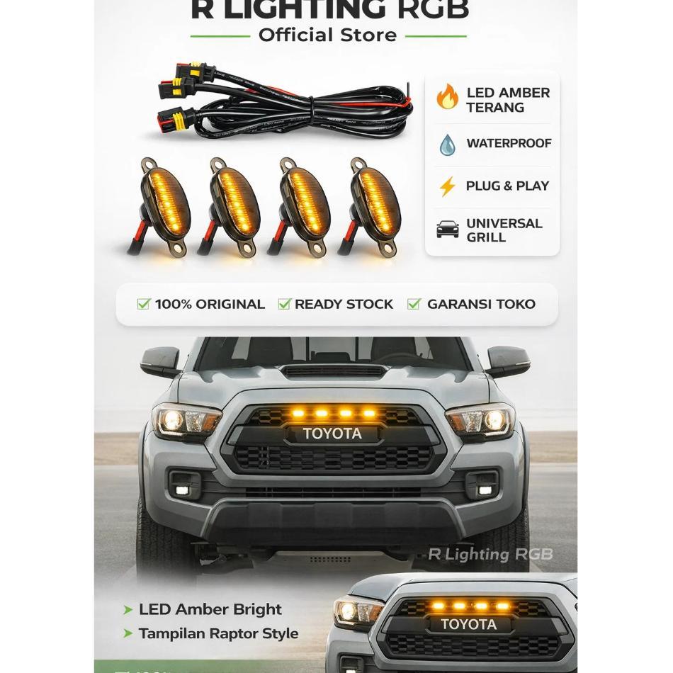 Lampu LED Grille Amber Mobil | DRL Super Terang Waterproof Tampilan Raptor Offroad DISKON