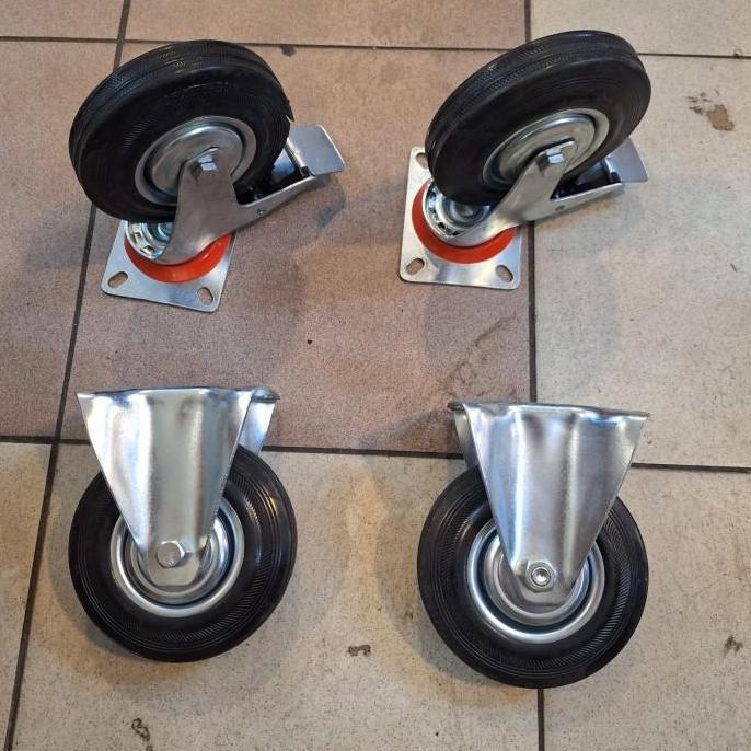 Promo Roda Etalase 5 Inch / Roda Troli / Roda Karet 1Set ( 2Rem 2Mati ) Cod