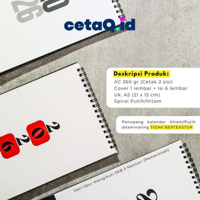 Cetaq.id Kalender Meja Custom A5 | Print Kalender Duduk Lapis Art Paper