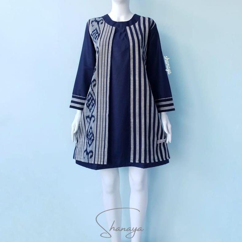 Exclusive Shanaya Tunik Batik Tenun Asli Kombinasi Toyobo Tenun Original Batik Kerja Baju Batik Wani