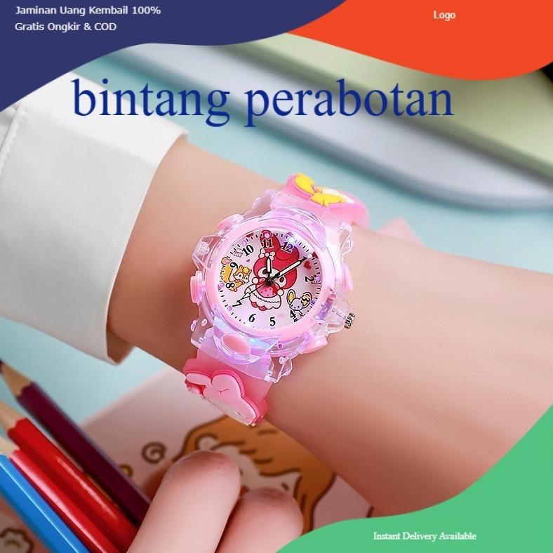 ORIGINAL JAM TANGAN ANAK KARAKTER LAMPU KUROMI MELODY HELLO KITTY CINNAMAROLL UNICORN