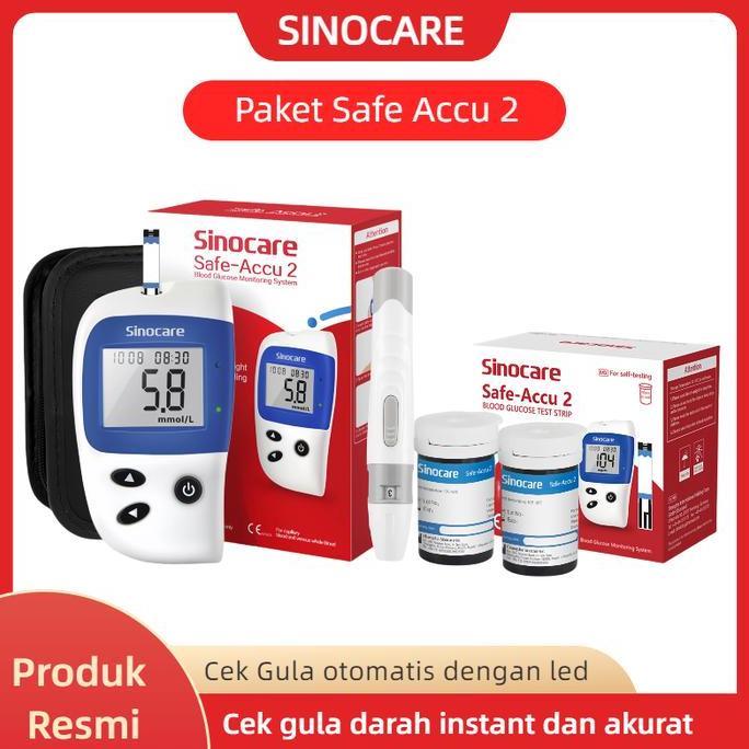 Sinoheart Safe-Accu 2 - Paket Alat Tes Gula Darah Cepat & Akurat (Isi 50) Set alat tes diabetes cek