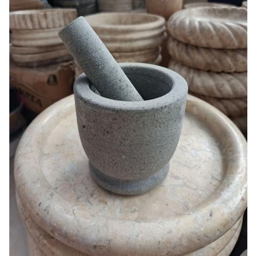 Lumpang Alu Tumbukan Ulekan Batu Andesit Alam Andesit Stone Mortar Pestle 4/11