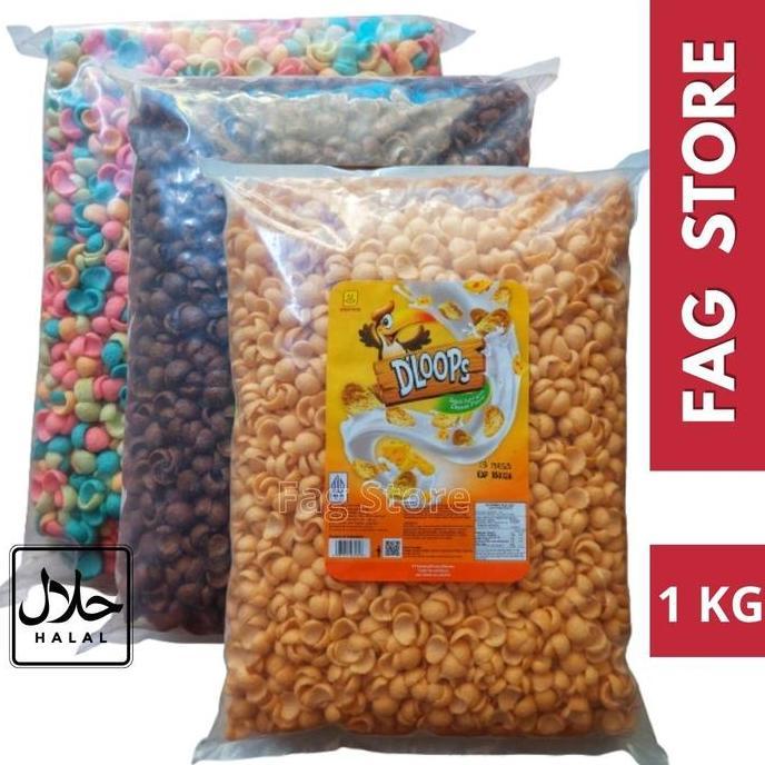 tebagidas11 - d'loops sereal buah & coklat 1kg chococrunch d'loops corn puff oatmeal food fruit cere