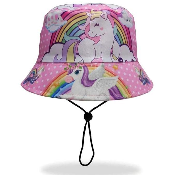 Topi Bucket Kuda Poni Anak Perempuan Full Print