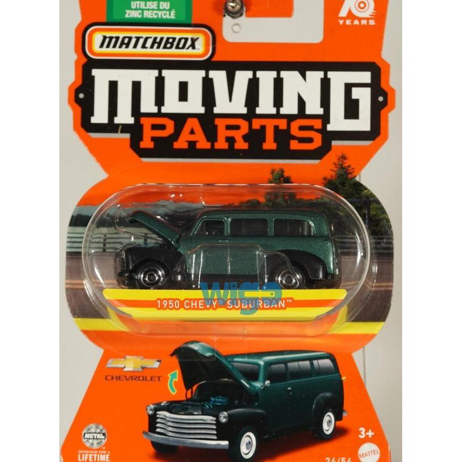 Matchbox 1950 Chevy Suburban hijau Moving Parts open hood Diecast