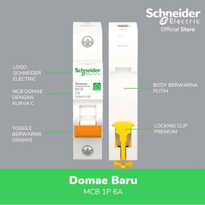 MCB SCHNEIDER DOMAE C6 1P / SCHNEIDER ELECTRIC MCB DOMAE C6 1P
