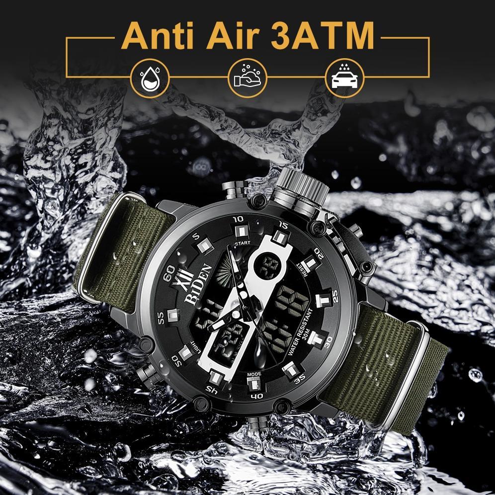 Official Biden Jam Tangan Pria 0164 Anti Air Sport Militer Analog Digital Luminous Display