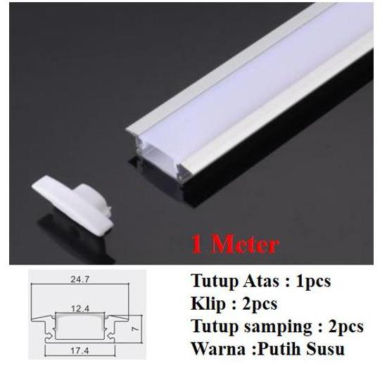 Ready  u channel aluminium for led strip sayap inbow 1meter