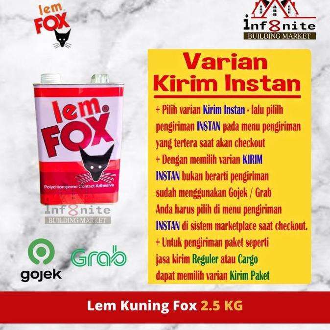 Ready Lem Kuning FOX Lem Serbaguna Lem Hpl Sepatu Lem Aibon FOX 2.5 KG