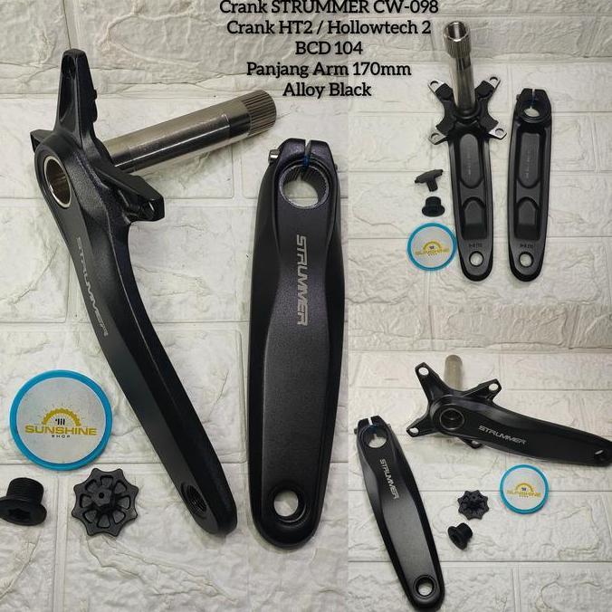 Crank HT2 Hollowtech 2 STRUMMER CW098 BCD 104 SYMMETRIC Arm 170mm 165mm Alloy Sepeda MTB Roadbike