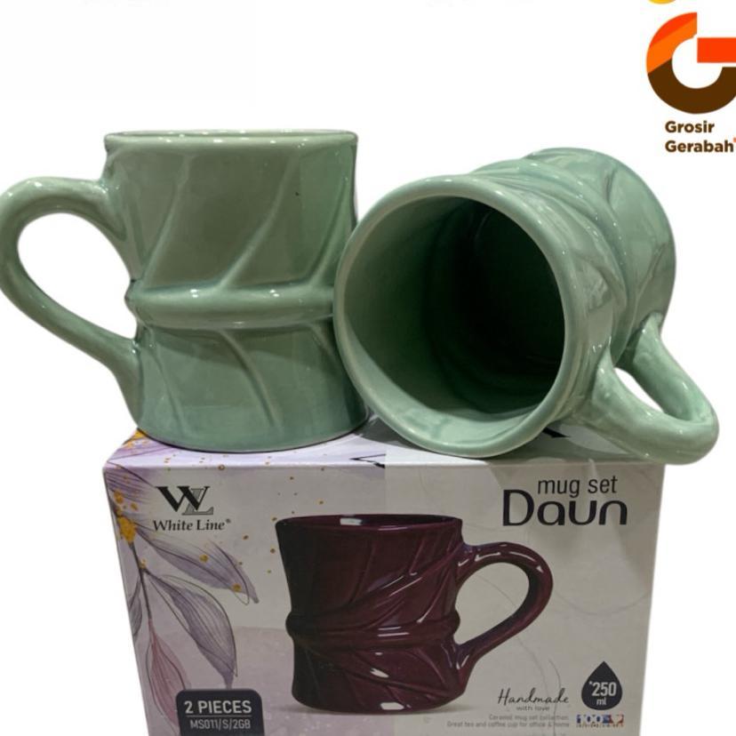 White Line Mug Set Daun Keramik Set 2Pcs 2082112