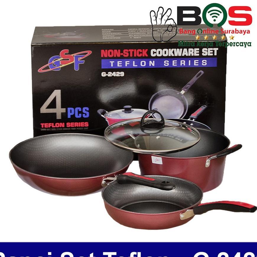 Panci Set 4 Pcs Wajan Set Teflon Anti Lengket Gsf 2429 Gsf-2429 Gsf2429