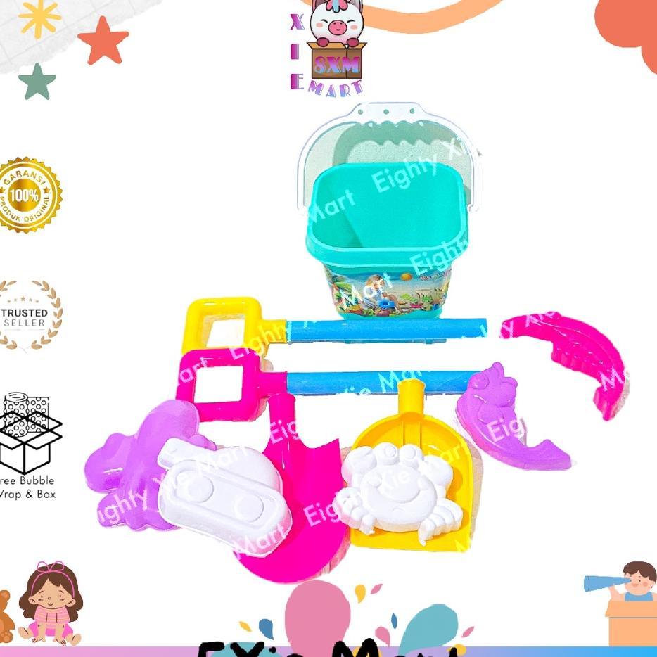 Mainan Anak [Mx02] Ember Cetakan Pasir Ember Pantai Kotak - Ember Pantai Kotak - Sand Beach Toys