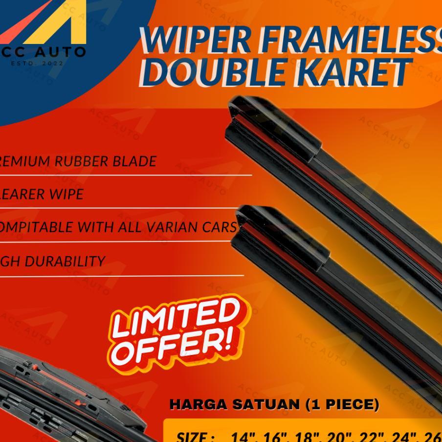 Wiper Double Blade Premium Quality / Wiper Dual Karet / Wiper Double Karet  / Karet Kaca Silicon Dua