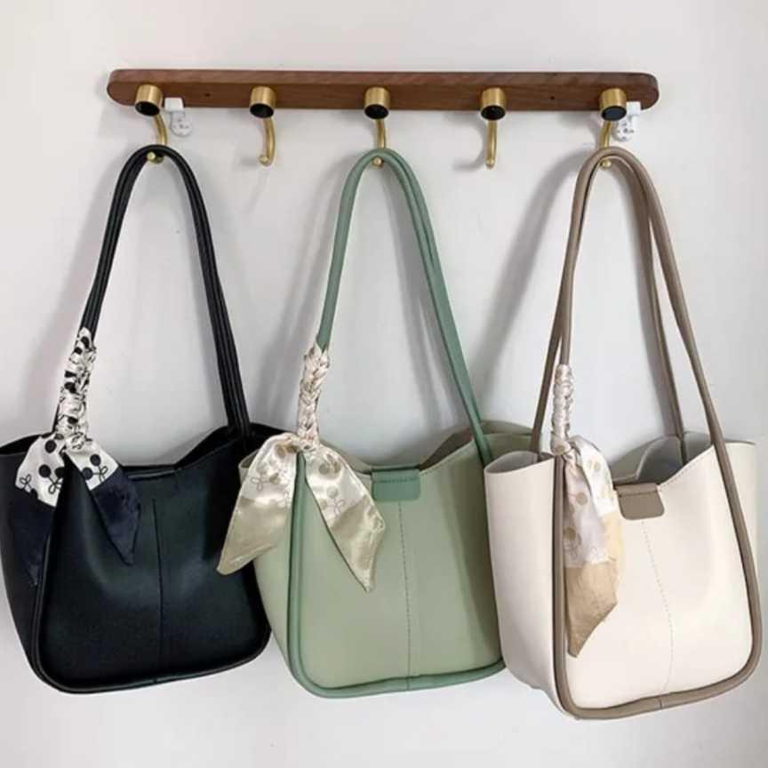 Tas Totebag Wanita (Free Syal) - Tas Bahu Wanita Kuliah Kerja Liburan - Tas Korea - Tas Wanita Korea