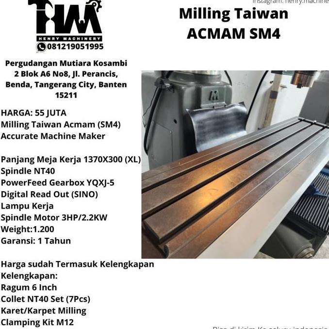 Ready Vertica Turret Milling Machine /Milling Taiwan SM4 / ACMAM