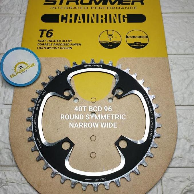 Chainring Crank STRUMMER 40T 42T BCD 96 ROUND SYMMETRIC CNC Narrow Wide Sepeda MTB Roadbike