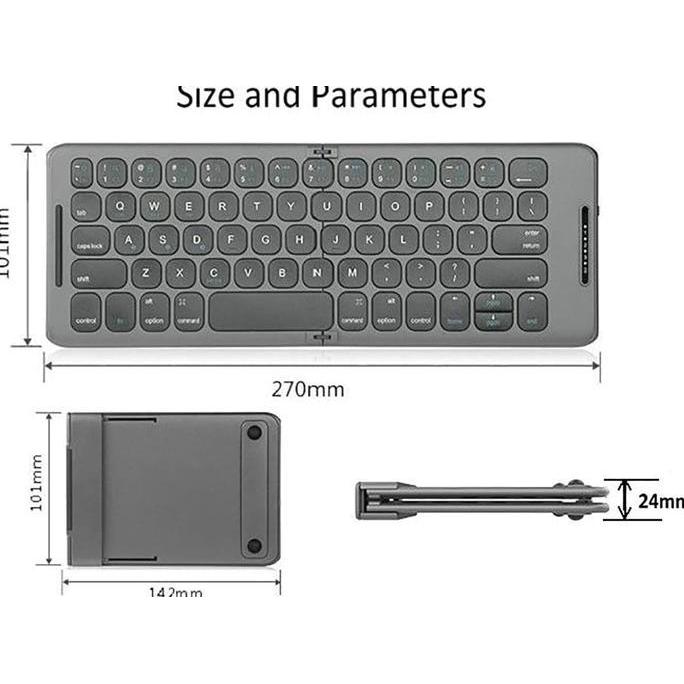 Murah Bluetooth Wireless Keyboard Lipat Portable /Wireless Bluetooth Foldable Keyboard Touchpad Lipa