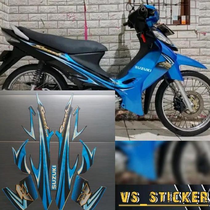 STRIPING STICKER LIST STANDART MOTOR SMASH R 110 NEW 2008 MERAH HITAM BIRU PUTIH Motorcycle