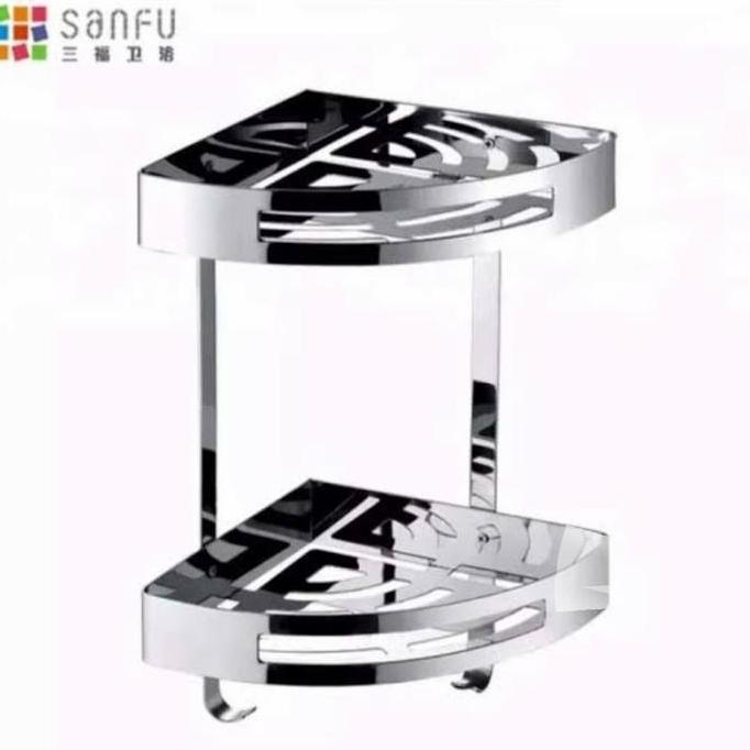 Ready rak sudut dinding kamar mandi 2 susun stainless 304 IGM