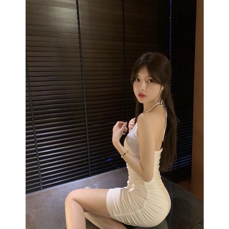 Dress pesta wanita model tali leher - Dress sexy wanita model tali ikat di leher BB 35-70kg