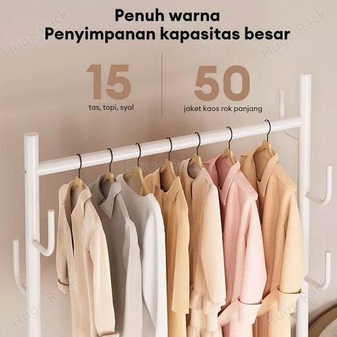 Rak Gantungan  Besi   Jemuran Pakaian Portable Rak  Serbaguna Dengan Roda stand hanger baju